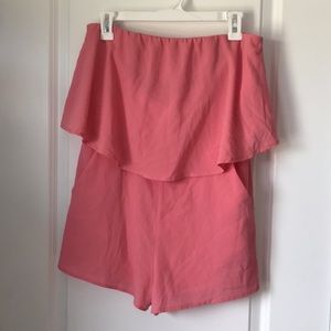 Pink strapless romper